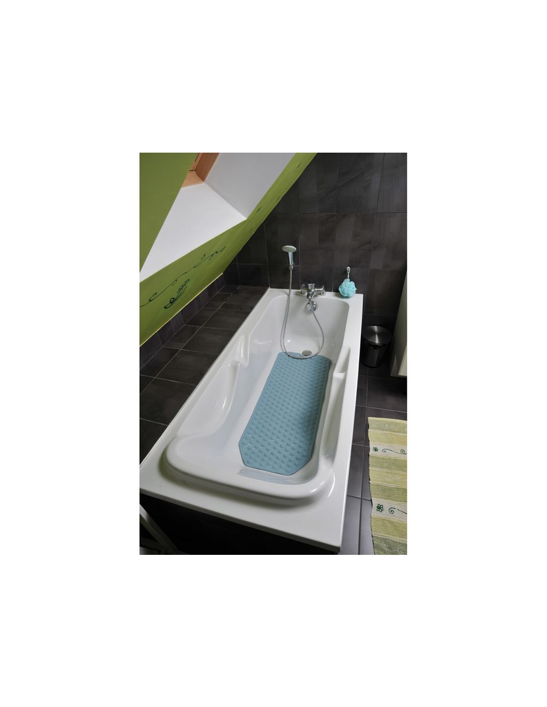 Tapis de bain extra-long antidérapant - Crème